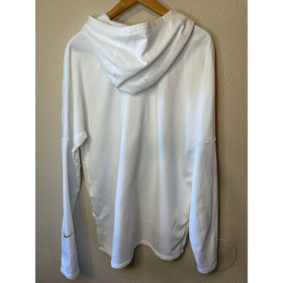 Nike Dry-Fit Activewear Athleisure White Vented Hoodie Glitter Gold Logo Medium - Picture 3 of 11